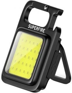 Superfire nabíjateľné LED svetlo na kľúčenku, karabína + magnet, MX16, 9W, 600LM, 500mAh, 5800K, USB-C, IP44, 4módy [MX16]
