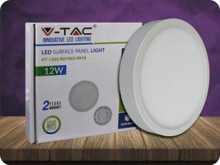 VT-1205RD LED panel prisadený 12W, 900lm, okrúhly, biely Denná biela