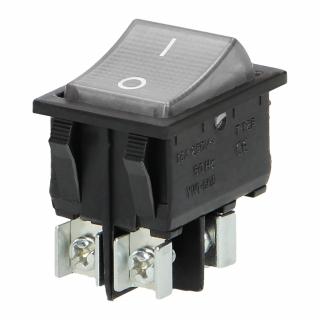 Vypínač kolískový I/O, biele podsvietenie, hranatý, podsvietený, 16A/230V, čierny [OR-AE-13179/W/B]