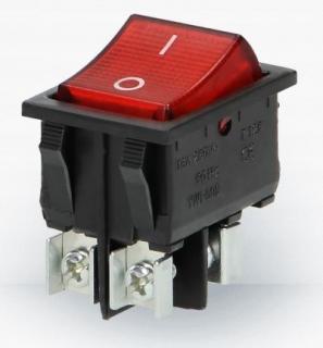 Vypínač kolískový I/O červený hranatý podsvietený 20A/230V  [OR-AE-13179/R/B]