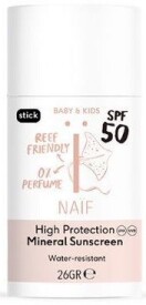 NAIF Ochranná tyčinka na opaľovanie SPF 50 pre deti a bábätká bez parfumácie 26 g