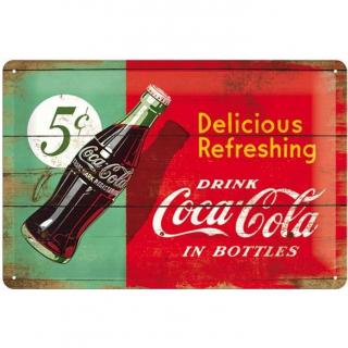 Plechová Ceduľa Coca-Cola Delicious Refreshing - Dvojfarebná