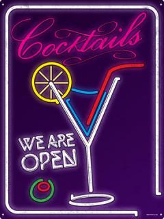 Plechová Ceduľa Cocktails - We Are Open