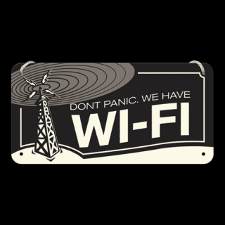 Plechová ceduľa Dont Panic We Have Wi-Fi