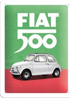 Plechová Ceduľa Fiat 500 (Italian Colours)