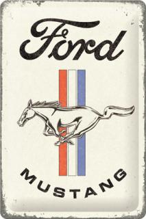 Plechová Ceduľa Ford Mustang Horse a Stripes