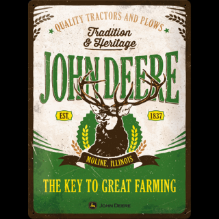 Plechová Ceduľa John Deere - Key To Great Farming