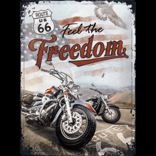 Plechová Ceduľa Route 66 Freedom