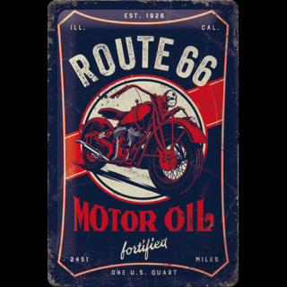 Plechová Ceduľa Route 66 Motor Oil