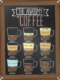 Plechová Ceduľa The Anatomy Of Coffee