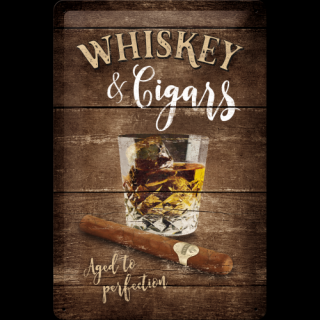 Plechová ceduľa Whiskey a Cigars