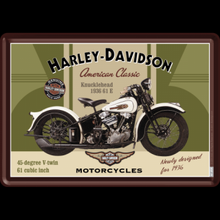 Plechová Pohľadnica Harley-Davidson 1936 knucklehead