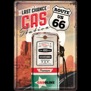 Plechová Pohľadnica Route 66 Gas Station