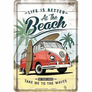 Plechová Pohľadnica VW Bulli Life Is Better At The Beach
