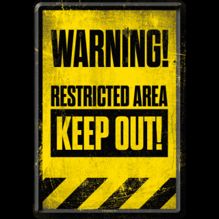 Plechová Pohľadnica Warning! Restricted Area Keep Out!