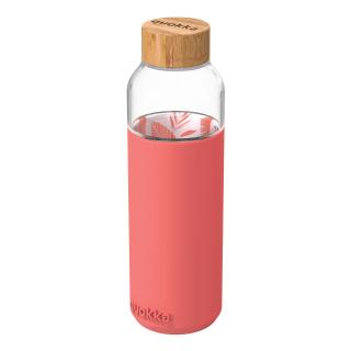 Sklenená Fľaša So Silikónom Quokka Flow - Pink Botanical