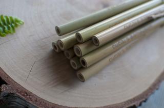 Bambusové slamky bez obalu (10 ks) - Mobake Nápis: Cucaj s bambusom + Mobake