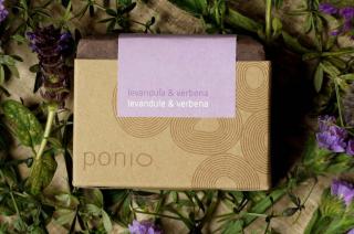 Prírodné mydlo Levanduľa & verbena - Ponio Balenie: originál papierová krabička Ponio (ideálne ako darček)