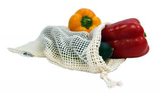 Sieťové vrecko z biobavlny na ovocie a zeleninu - malé (20 x 30 cm) - Tierra Verde Balenie: bez etikety (pre vlastnú ZERO WASTE spotrebu)