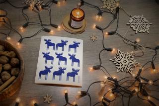 Vianočná prateľná hubka Soby - JANGNEUS Motív: modrá potlač