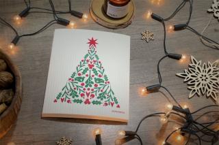Vianočná prateľná hubka Vianočný stromček - JANGNEUS Motív: zeleno-červená potlač