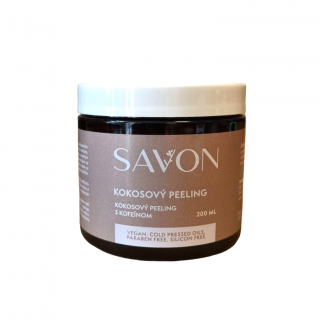 Cukrový body scrub peeling s kofeínom 200 ml - SAVON - KOKOSOVÝ Objem: 200 ml