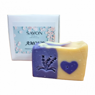 prírodné levanduľové mydlo - SAVON - AMOUR 100 g Obal: Eko papierová krabička