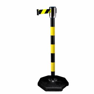 Zahradzovací priemyselný stĺpik žltý s pruhmi a pásom 2,7 a 4,5 m, s gumovou základňou Název: žlto-čierny stĺpik, hlavica strieborna, podstava gumová,…