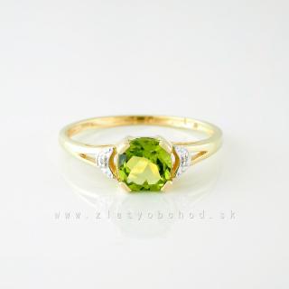 Zlatý prsteň s olivínom a briliantmi 22203642