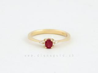 Zlatý prsteň s rubínom a briliantmi 50-00000-1650F