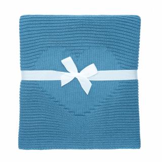 Pletená detská deka Love - oceľovo modrá