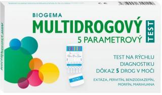 Biogema Multidrogový Test Jednokrokový na morfín, marihuanu, pervitín, extázu a benzodiazepíny (v moči)