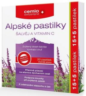 Cemio Alpské pastilky šalvia a vitamín C 20 ks