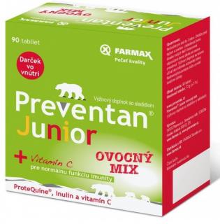 Farmax Preventan Junior + vitamín C ovocný mix 90 ks