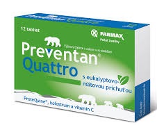 Farmax Preventan Quatro s eukaliptovo-mätovou príchuťou 12 tabliet