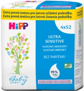 Hipp Babysanft Ultra Sensitive čistiace vlhčené obrúsky bez parfumu 4x52 ks