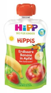 Hipp Hippis Bio 100% Ovocie Jablko Banán Jahoda kapsička  100 g
