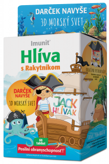 Jack Hlívák HLIVA s Rakytníkom Imunit tbl pre deti 60 ks + Darček 3D morský svet, 1 set