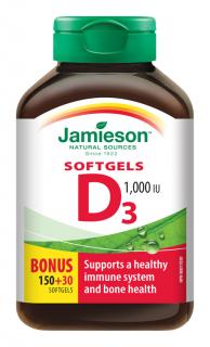 Jamieson Vitamín D3 1000 IU 150+30 kapsúl