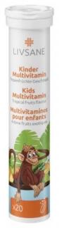 Livsane A-Z Multivitamín pre deti šumivé tablety príchuť exotické ovocie 20 ks