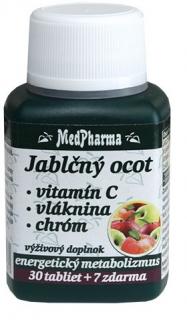 MedPharma Jablčný ocot + Vitamín C + Vláknina + Chróm tbl 30+7 zadarmo