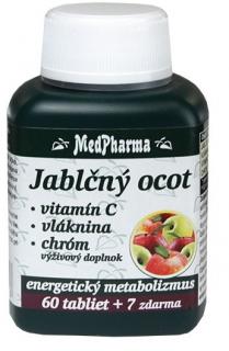 MedPharma Jablčný ocot + Vitamín C + Vláknina + Chróm tbl 60+7 zadarmo