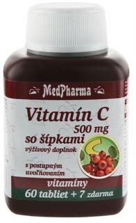 MedPharma Vitamín C 500 mg so šípkami tbl 60+7 zadarmo