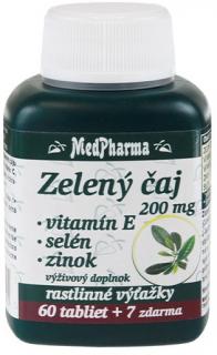 MedPharma Zelený čaj 200 mg + Vitamín E + Selén + Zinok tbl 60+7 zadarmo