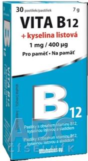 Vitabalans B12 + kyselina listová 1 mg/400mcg 30 pastiliek