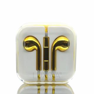 EarMax Chrome Gold - Zlaté slúchadlá s mikrofónom a ovládaním hlasitosti