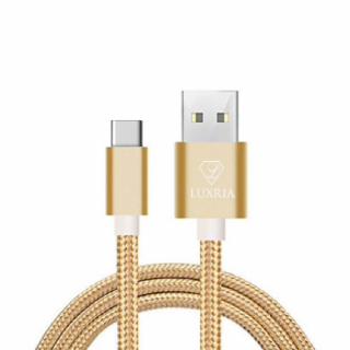 Luxria Cable Gold - Vysokoodolný USB kábel (USB-C, micro-USB, iPhone) Napájanie: Micro USB