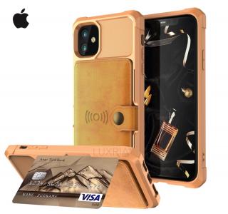 Luxria Wallet Case pre iPhone - Hnedé kožené púzdro pre karty a bankovky Iphone: 11 Pro Max