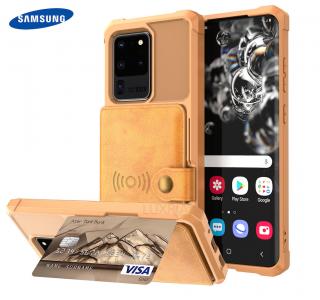 Luxria Wallet Case pre Samsung - Hnedé kožené púzdro pre karty a bankovky Samsung: Galaxy Note 10 Plus