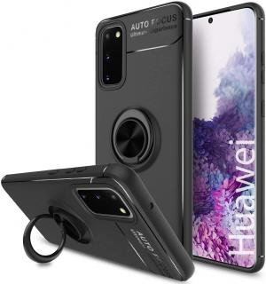 Multifunkčné magnetické púzdro Luxria Ring pre Huawei - Čierne  + Dotykové pero zadarmo pre Huawei: Huawei Y6 2019, Y6 Pro 2019, Y6s